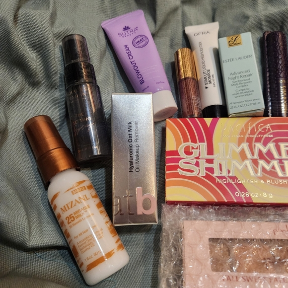 Makeup, Hair, & Skincare (New/Unused) Bundle with Small Green Clutch - Picture 2 of 6
